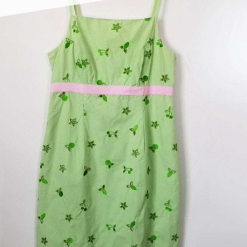 Lilly Pulitzer Green and Pink Eyelet Kayla Dress 4